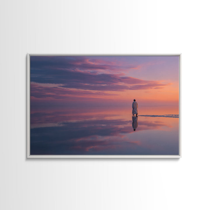 Twilight Walk of Peace – Framed Canvas Print – Christian Wall Art – Jesus Painting – Christian Art Canvas – Modern Christian Art – Christia