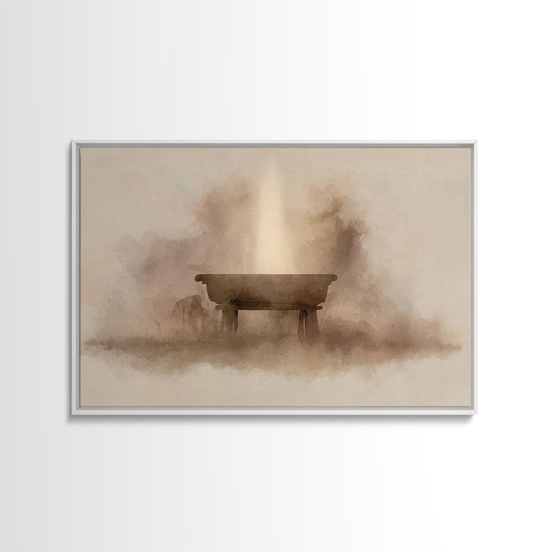 Manger Light – Framed Canvas Print – Christian Wall Art – Christian Art Canvas – Christmas Art – Christian Christmas Art – Christian Decor