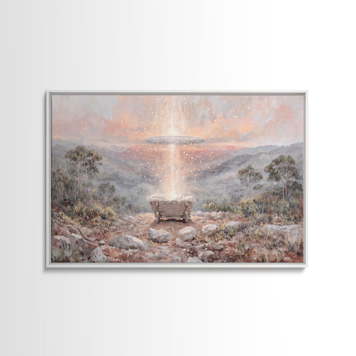 Heavenly Arrival – Framed Canvas Print – Christmas Art – Christian Wall Art – Christian Art Canvas – Christian Decor – Christian Christmas