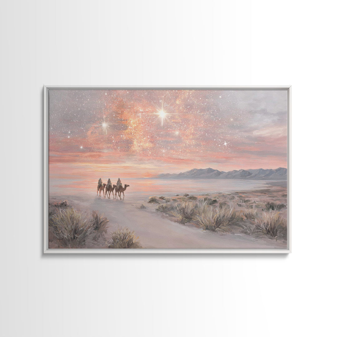 Desert Star Journey – Framed Canvas Print – Christian Christmas Art – Christian Wall Art – Christmas Art – Christian Art Canvas – Christian