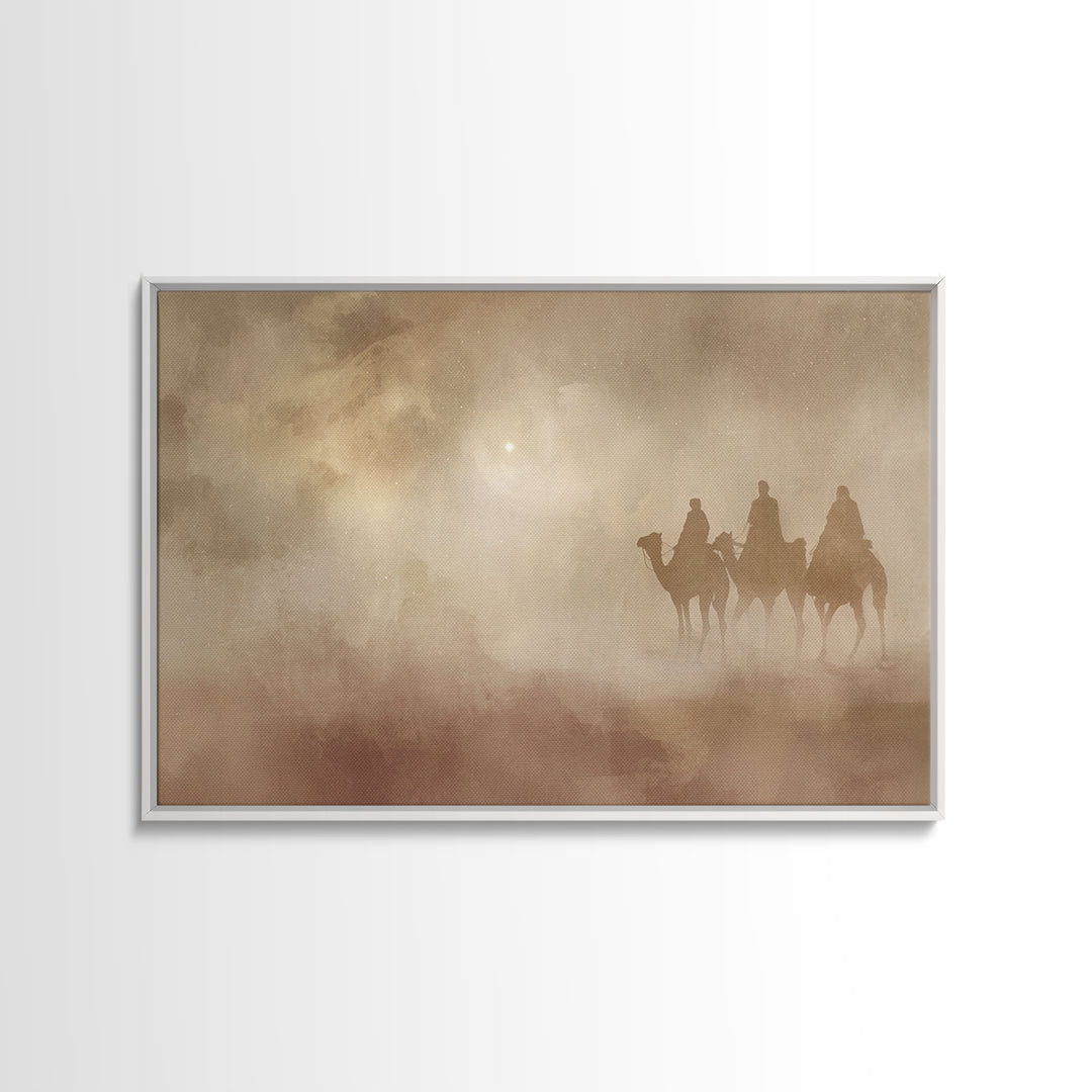 Camel Nightwatch – Framed Canvas Print – Christian Christmas Art – Christian Art Canvas – Christian Wall Art – Christmas Art – Christian De