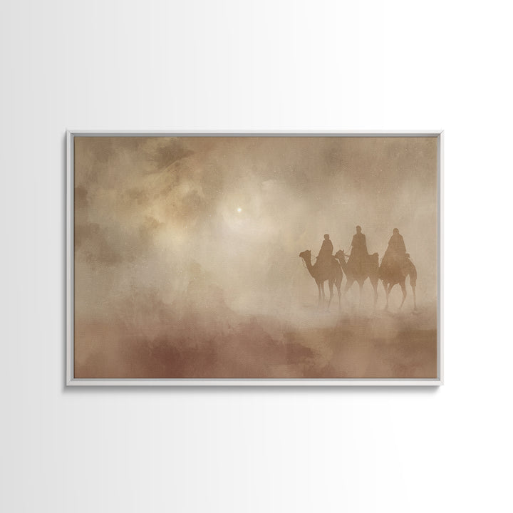 Camel Nightwatch – Framed Canvas Print – Christian Christmas Art – Christian Art Canvas – Christian Wall Art – Christmas Art – Christian De