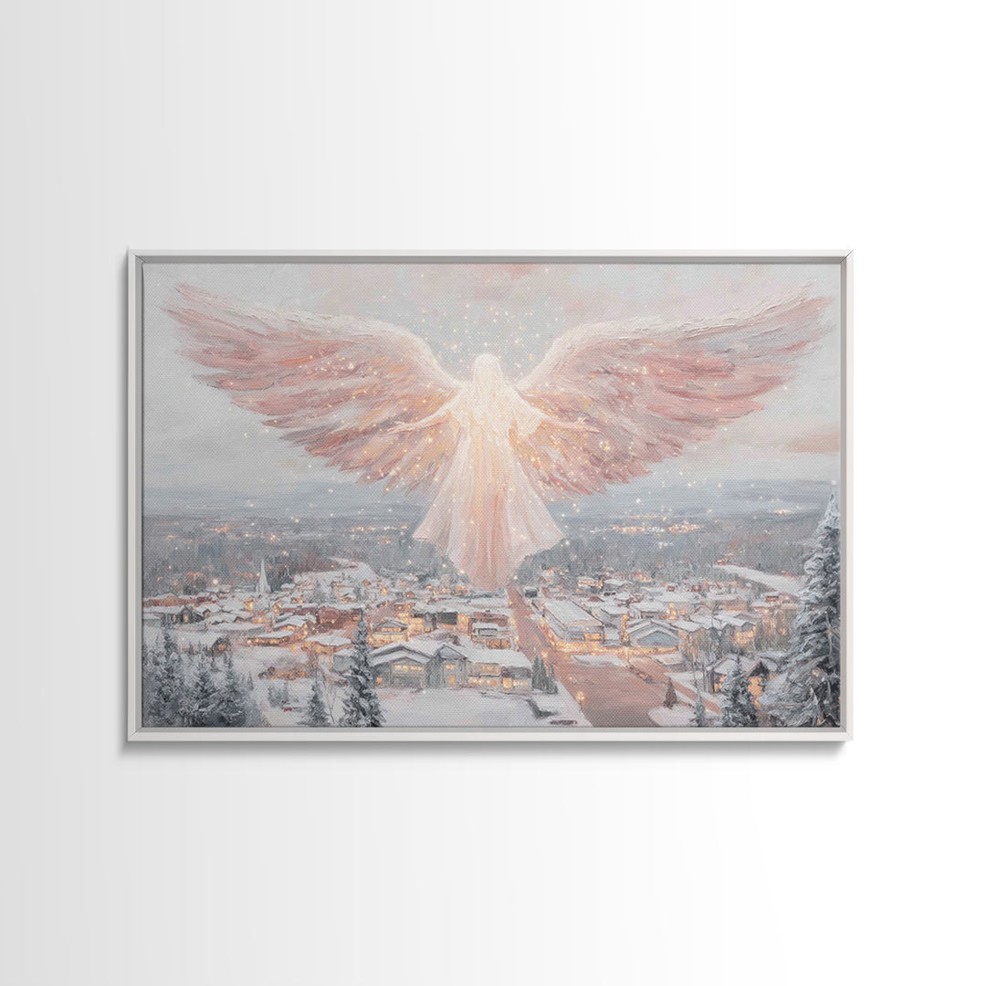 Angel Of Winter Grace – Framed Canvas Print – Christian Wall Art – Christian Art Canvas – Christmas Art – Christian Christmas Decor