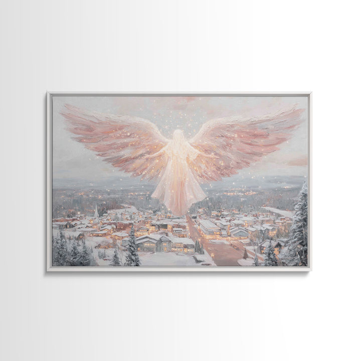 Angel Of Winter Grace – Framed Canvas Print – Christian Wall Art – Christian Art Canvas – Christmas Art – Christian Christmas Decor
