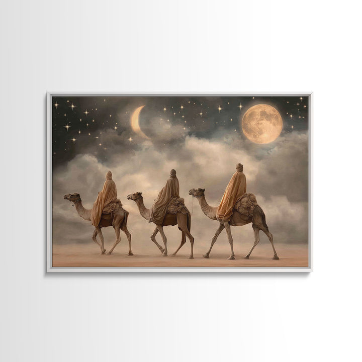 Moonlit Journey – Framed Canvas Print – Christian Wall Art – Christian Art Canvas – Christmas Art – Christian Christmas Art – Christian Dec