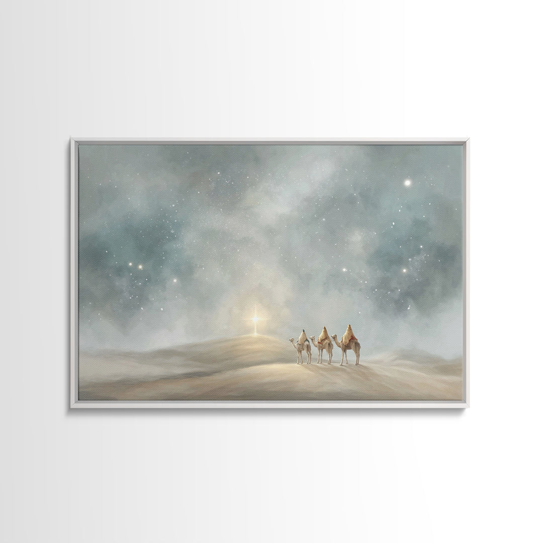 Hillside Star – Framed Canvas Print – Christian Christmas Art – Christian Wall Art – Christian Art Canvas – Christian Decor – Christmas Art