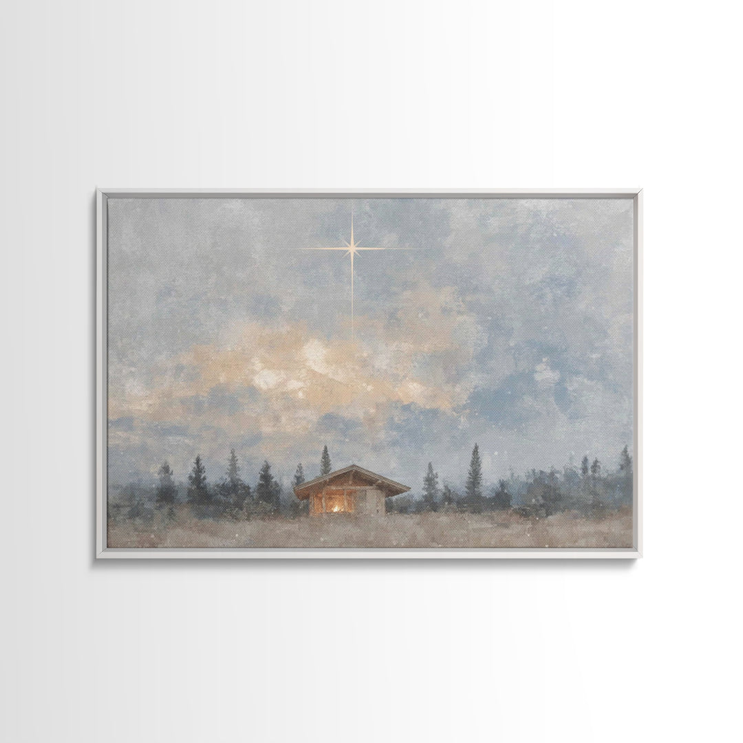 Evergreen Nativity – Framed Canvas Print – Christian Christmas Art – Christian Decor – Christian Wall Art – Christian Art Canvas – Christma