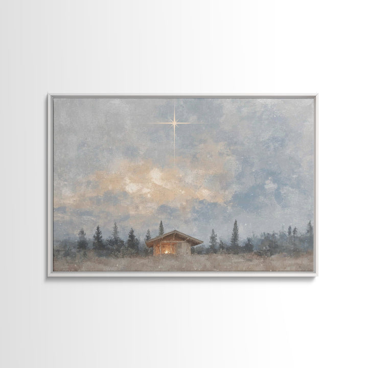 Evergreen Nativity – Framed Canvas Print – Christian Christmas Art – Christian Decor – Christian Wall Art – Christian Art Canvas – Christma