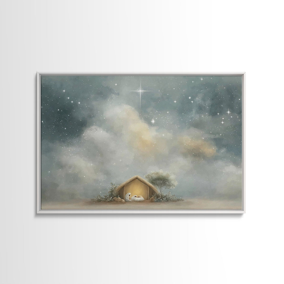 Nativity Peace – Framed Canvas Print – Christian Art Canvas – Christian Christmas Art – Christian Wall Art – Christmas Art – Christian Deco