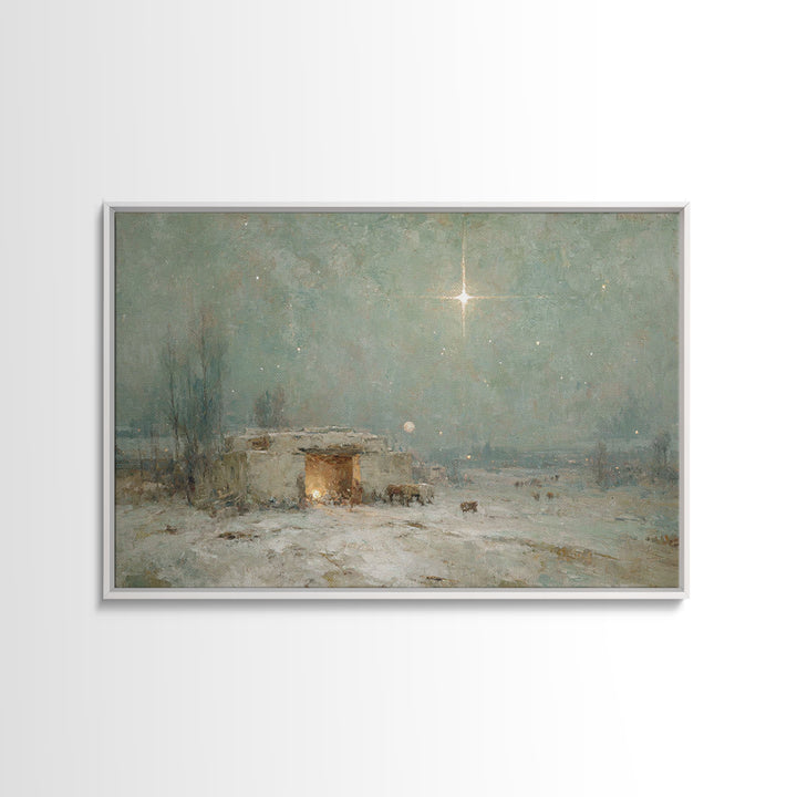 Sacred Stable – Framed Canvas Print – Christian Art Canvas – Christmas Art – Christian Decor – Christian Wall Art – Christian Christmas Art