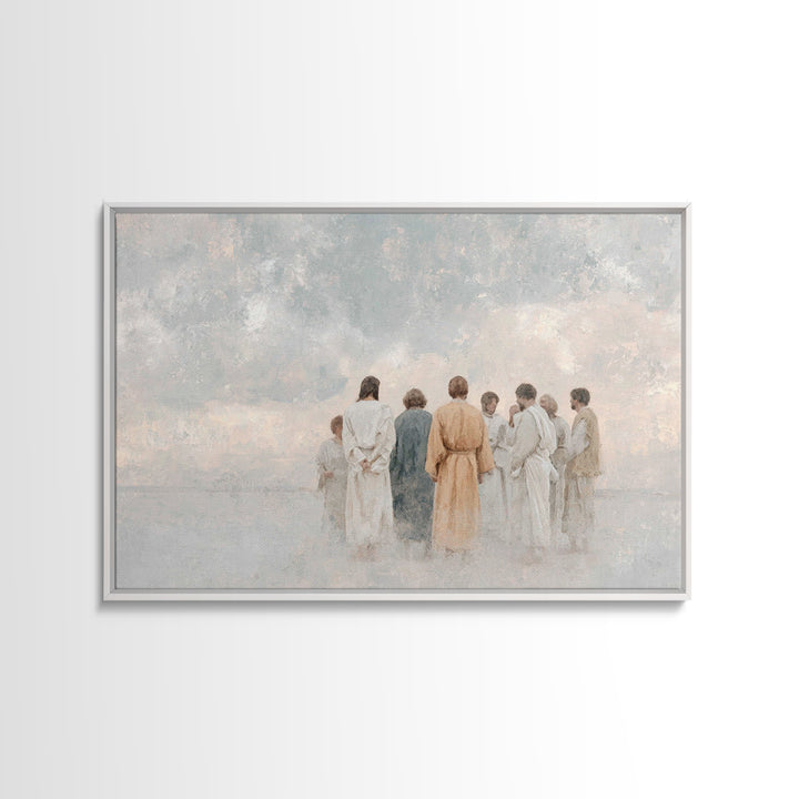 Celestial Gathering – Framed Canvas Print – Christian Wall Art – Jesus Painting – Christian Art Canvas – Christmas Art