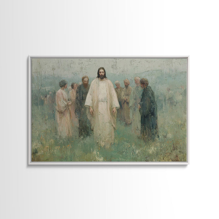 Sacred Meadow Light – Framed Canvas Print – Jesus Painting – Christian Wall Art – Christian Art Canvas – Christian Christmas Art