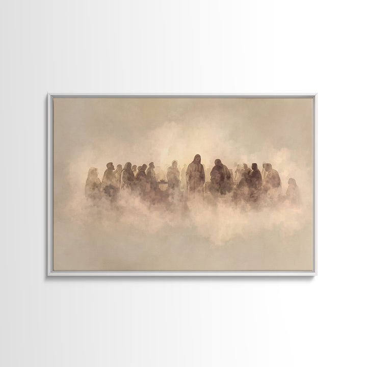 Cloudlit Assembly – Framed Canvas Print – Jesus Painting – Christian Art Canvas – Christian Wall Art – Christian Gift