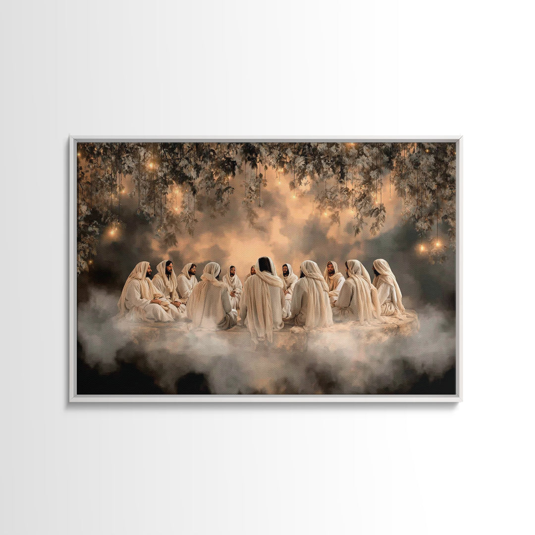 Starborne Council | Framed Canvas Print | Christian Art Canvas | Jesus Painting | Christian Wall Art | Christian Christmas