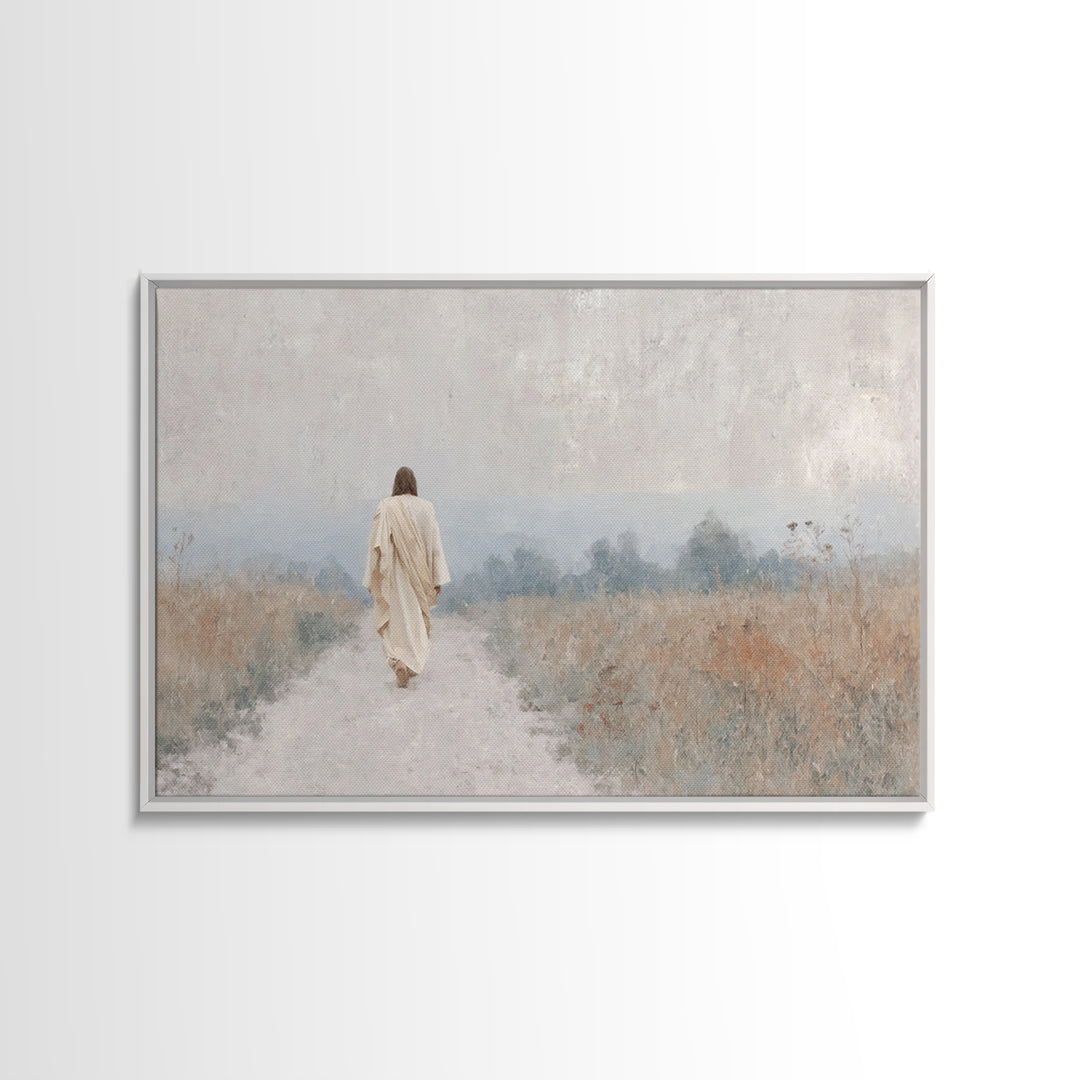 Quiet Path Light | Framed Canvas Print | Christian Art Canvas | Jesus Painting | Christian Wall Art | Minimalist Christian Art