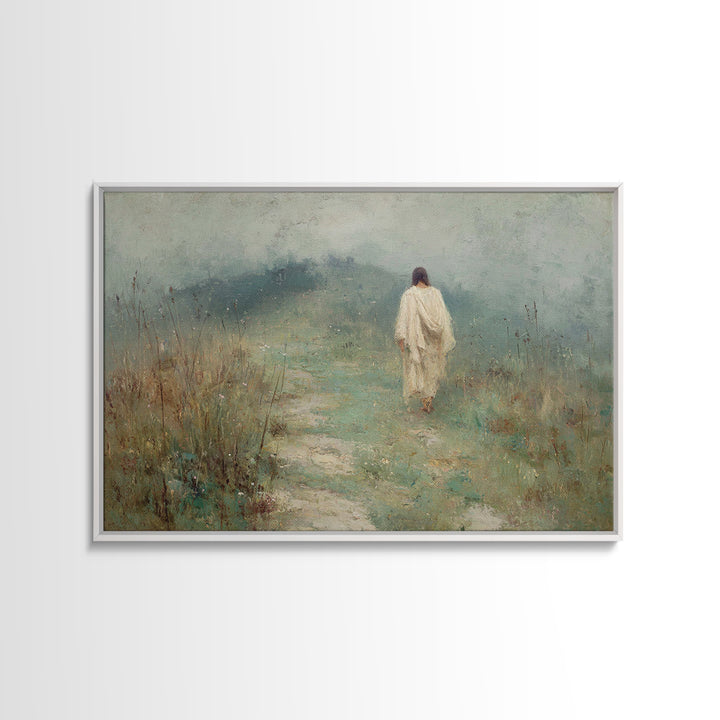 Misty Road Grace – Framed Canvas Print – Christian Art Canvas – Christian Wall Art – Jesus Painting – Moody Christian Art