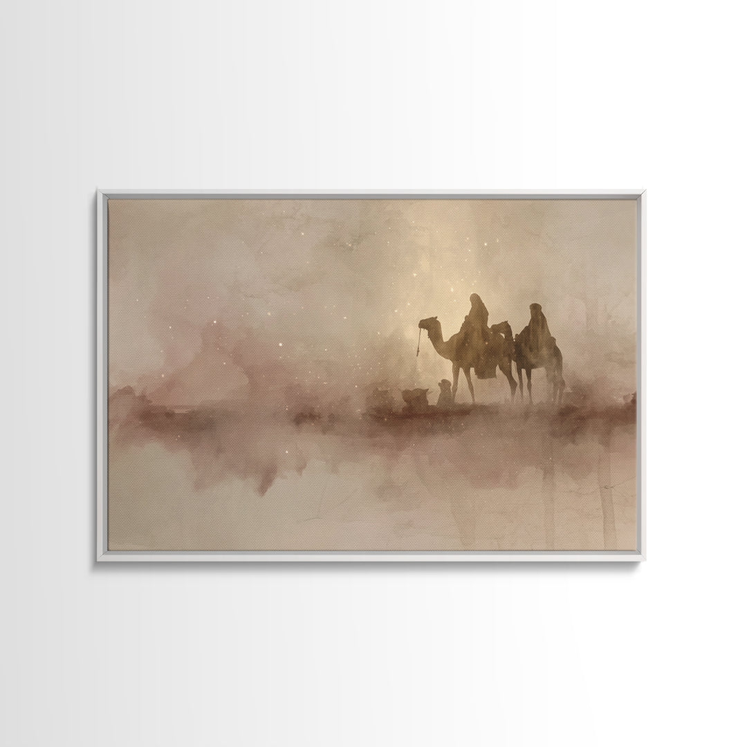 Starry Caravan Path | Framed Canvas Print | Christmas Art | Christian Christmas Art | Christmas Wall Art | Christian Art Canvas