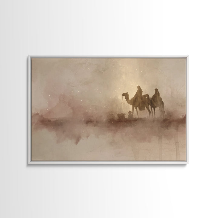 Starry Caravan Path | Framed Canvas Print | Christmas Art | Christian Christmas Art | Christmas Wall Art | Christian Art Canvas