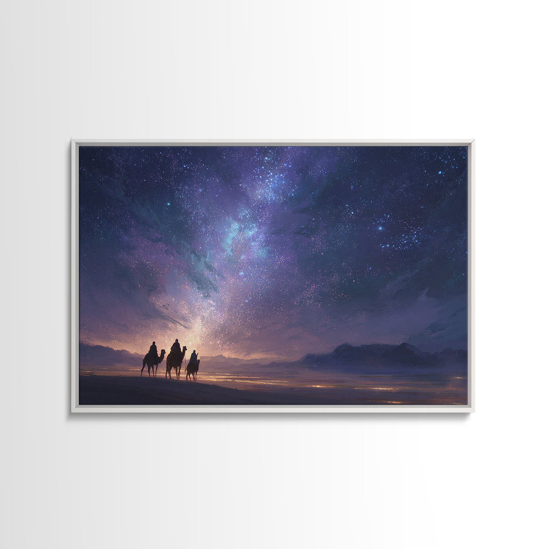 Night Journey – Framed Canvas Print – Christmas Art – Christian Wall Art – Christian Art Canvas – Jesus Painting – Christian Christmas Art
