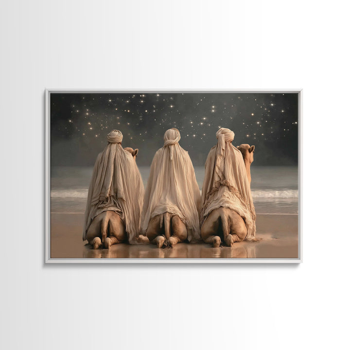 Starry Adoration – Framed Canvas Print – Christian Art Canvas – Christian Wall Art – Christian Christmas Art – Christmas Art – Jesus Painti