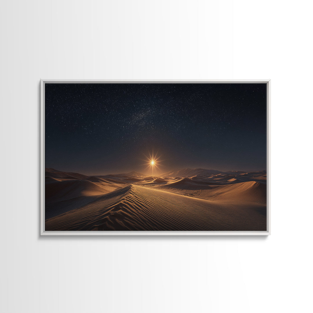 Midnight Radiance – Framed Canvas Print – Christian Wall Art – Christian Art Canvas – Christmas Art – Christian Christmas Art – Jesus Paint