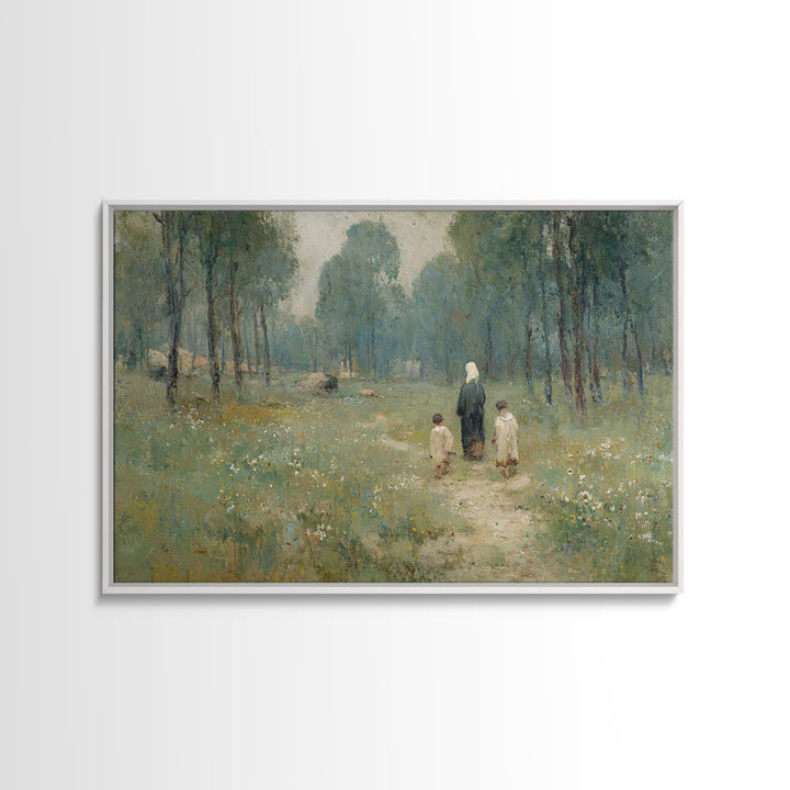 Quiet Meadow Grace - Framed Canvas Print - Christian Wall Art - Jesus Painting - Christian Art Canvas - Pastoral Scenery