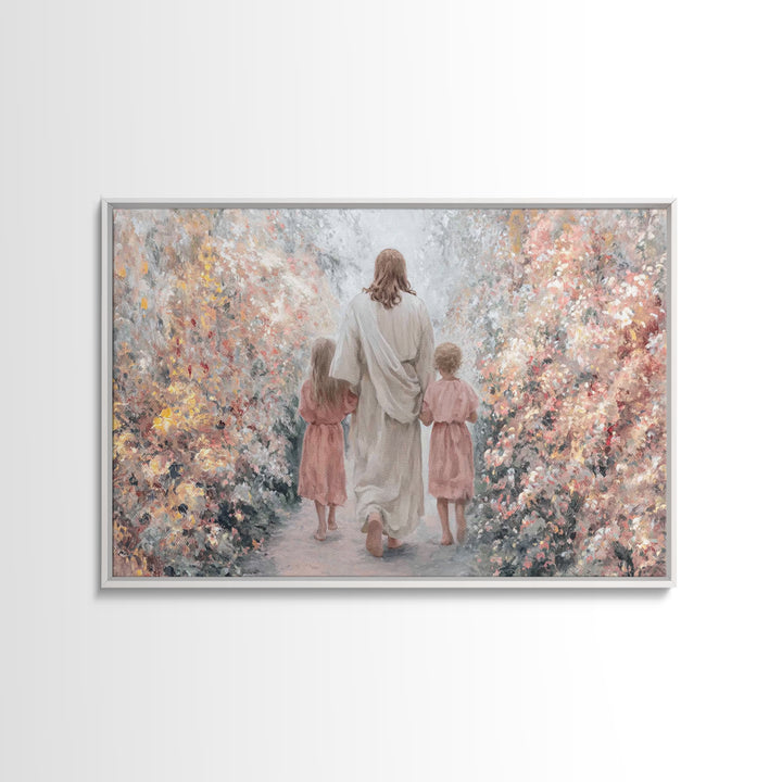 Gentle Shepherd Walk - Framed Canvas Print - Christian Art Canvas - Christian Painting - Jesus Art Print - Christian Home Decor