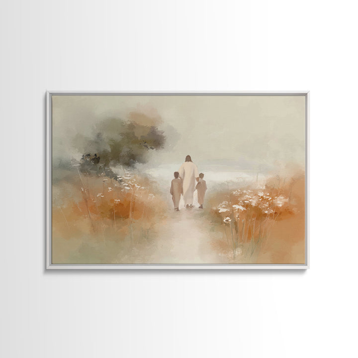 Radiant Garden Peace, Framed Canvas Print, Christian Wall Art, Jesus Painting, Christian Art Print, Christian Christmas Art
