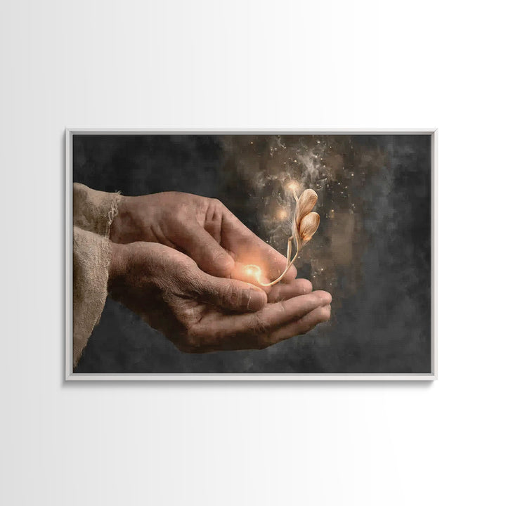 Hands Of Grace - Framed Canvas Print - Christian Art Canvas - Christian Gift - Christian Wall Art - Jesus Painting