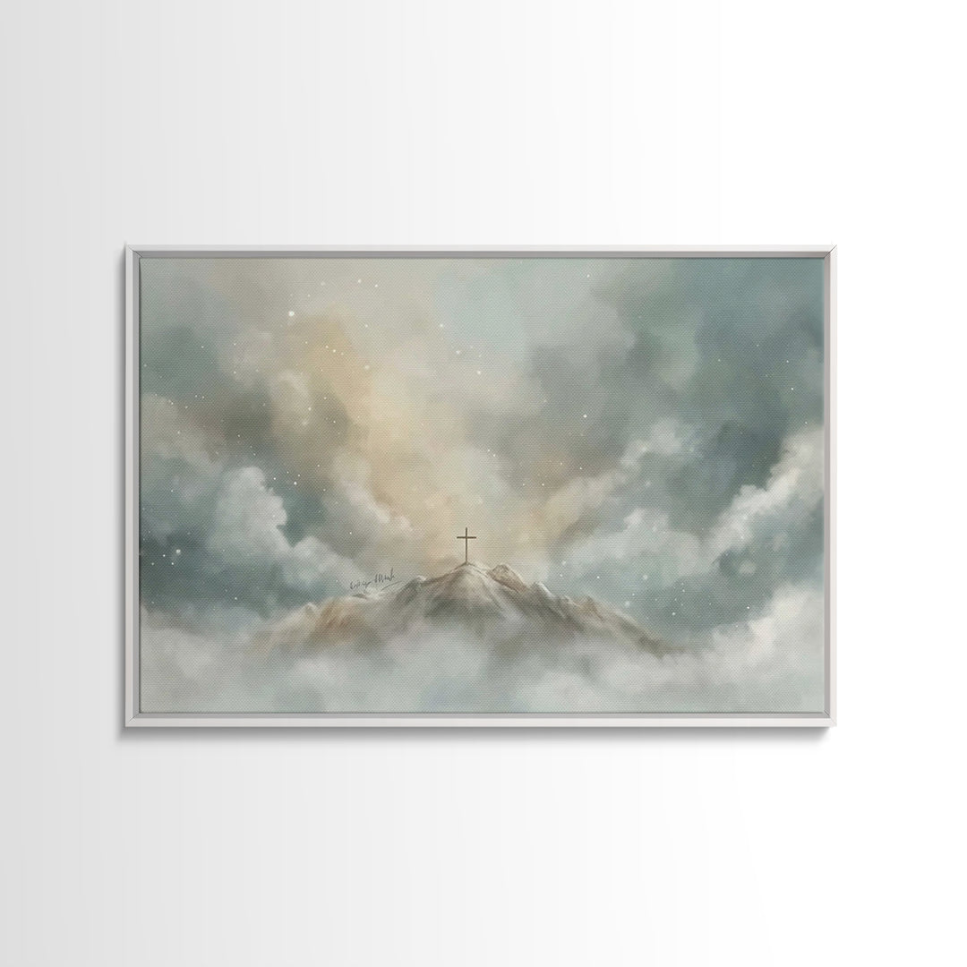 Mountain of Grace – Framed Canvas Print – Christian Wall Art – Christian Art Canvas – Jesus Painting – Christian Decor – Christian Gift Ide