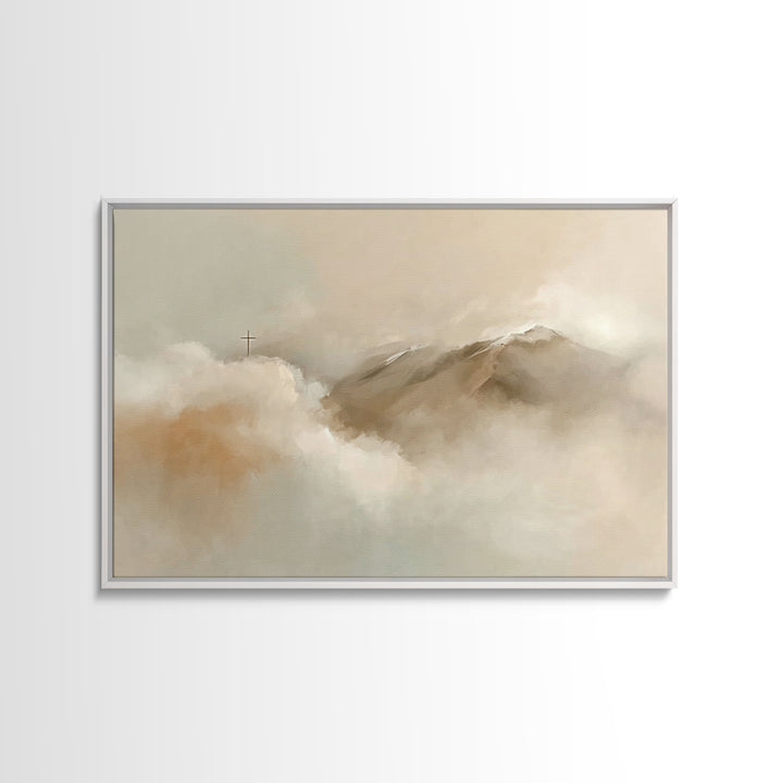 Peaceful Heights – Framed Canvas Print – Minimalist Christian Art – Christian Art Print – Subtle Christian Paintings – Christian Wall Art –