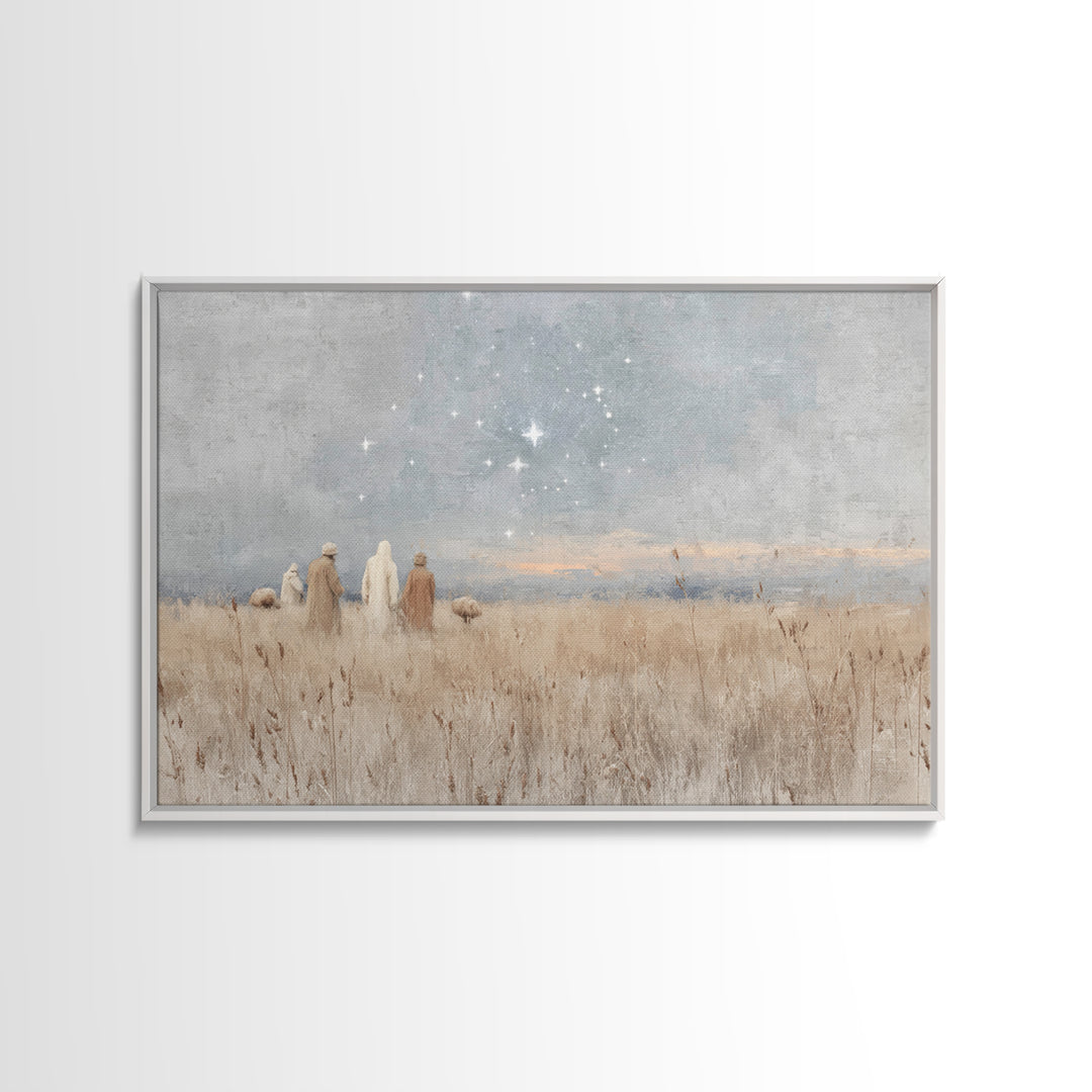 Starry Fields – Framed Canvas Print – Christian Christmas Art – Subtle Christian Art – Christian Art Prints – Pastoral Scenery – Christian