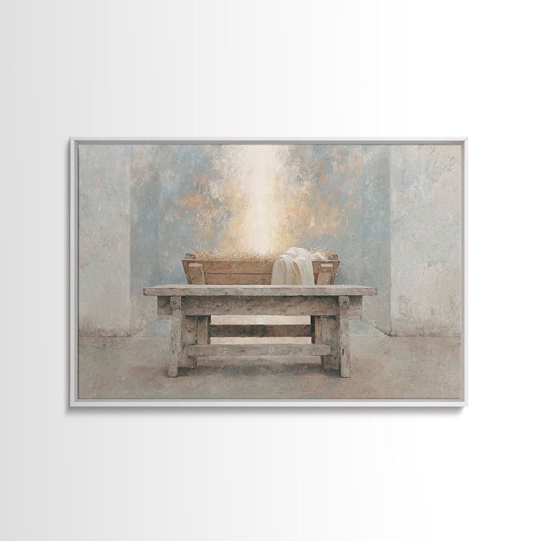 Cradle Of Heaven – Framed Canvas Print – Christian Art Canvas – Christian Wall Art – Christmas Art – Christian Christmas Art – Jesus Painti