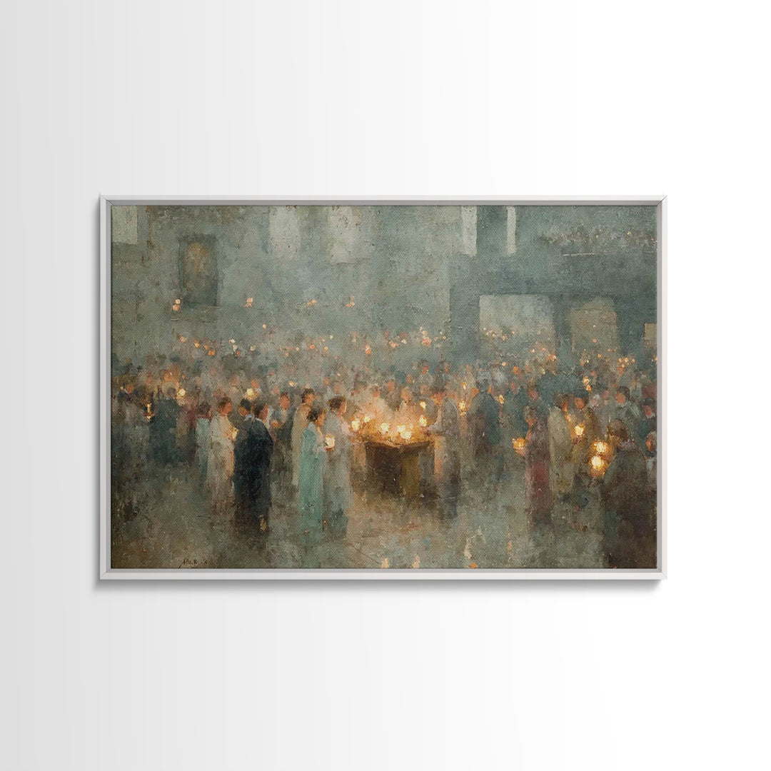 Sanctuary Gathering – Framed Canvas Print – Christian Art Canvas – Christian Wall Art – Vintage Christian Art – Christian Gift