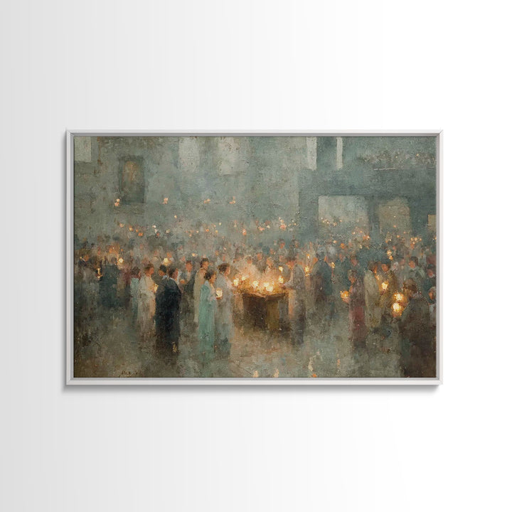 Sanctuary Gathering – Framed Canvas Print – Christian Art Canvas – Christian Wall Art – Vintage Christian Art – Christian Gift
