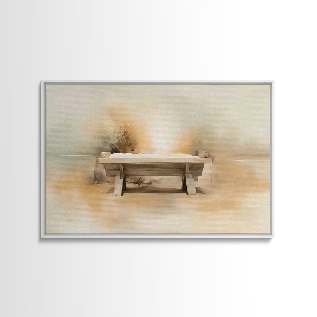 Manger Hope – Framed Canvas Print – Christmas Art – Christian Art Canvas – Christian Wall Art – Christian Christmas Decor – Subtle Christia