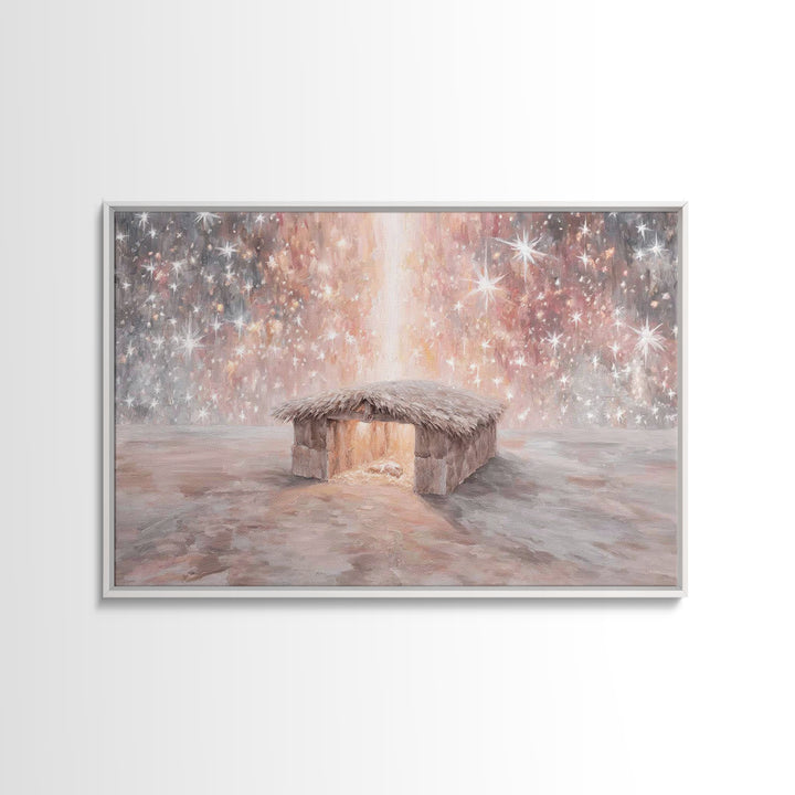 Glory In The Stable – Framed Canvas Print – Christian Christmas Art – Christian Wall Art – Christian Art Canvas – Christmas Art – Christian