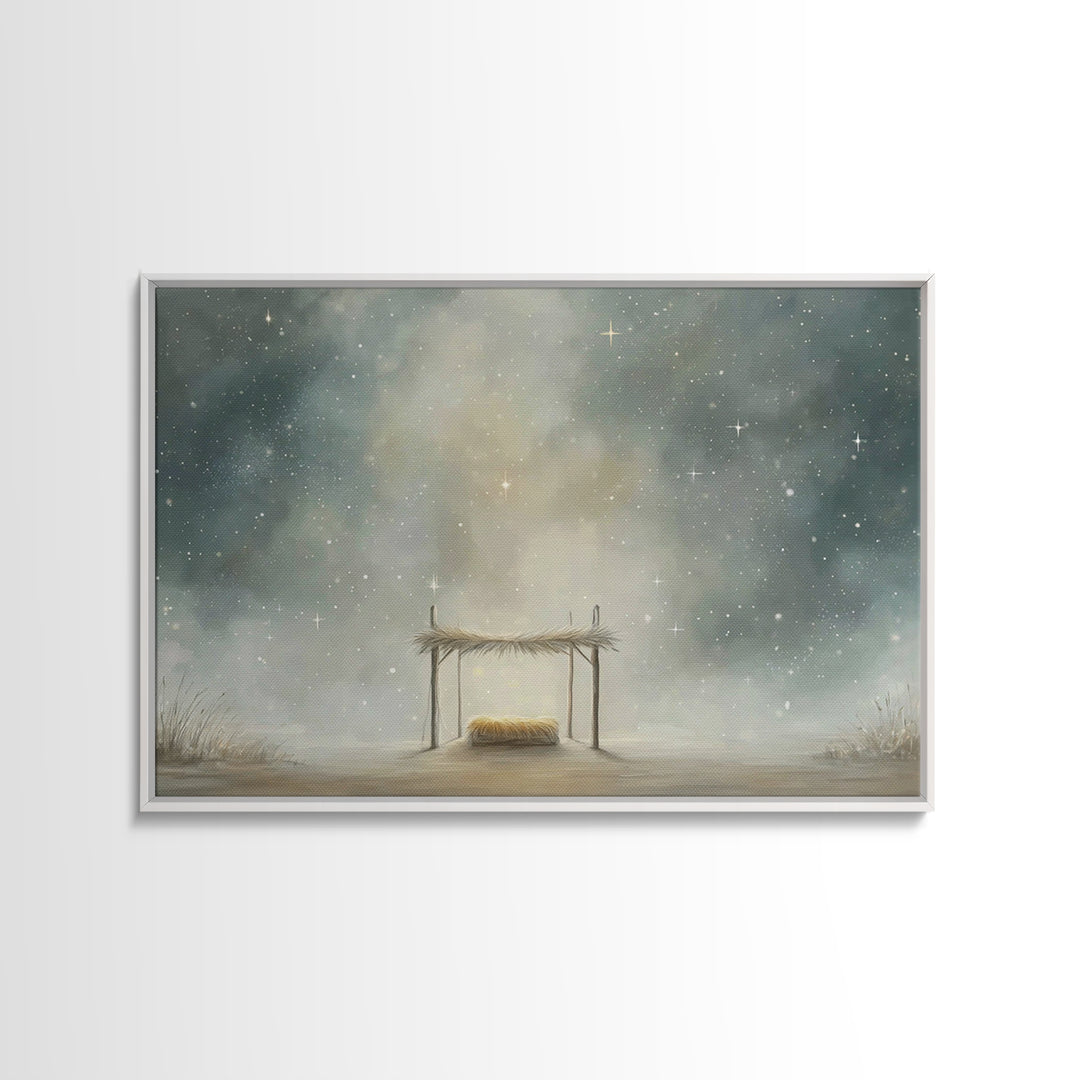 Heavenly Cradle – Framed Canvas Print – Christian Wall Art – Christian Art Canvas – Christmas Art – Christian Christmas Decor – Christian A