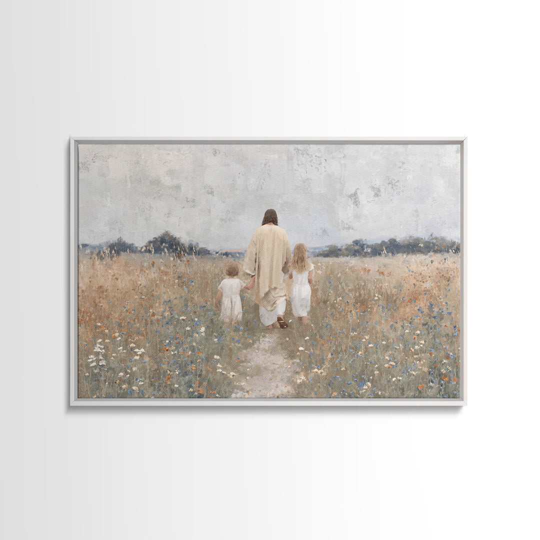 Path Of Peace – Framed Canvas Print – Christian Wall Art – Jesus Painting – Christian Art Canvas – Pastoral Scenery – Christian Christmas A