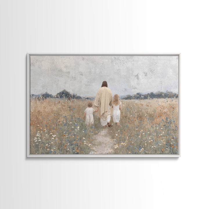 Path Of Peace – Framed Canvas Print – Christian Wall Art – Jesus Painting – Christian Art Canvas – Pastoral Scenery – Christian Christmas A