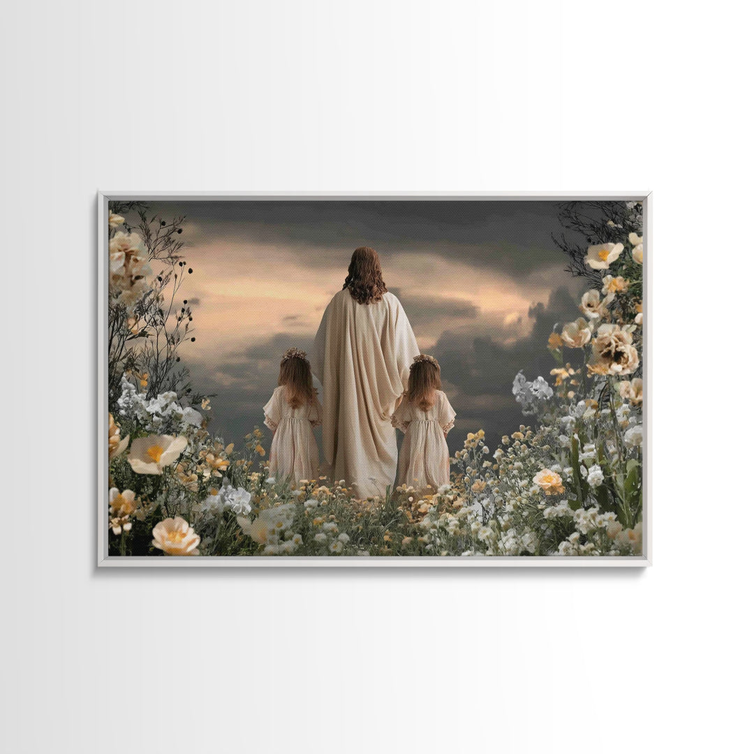 Twilight Of Grace | Framed Canvas Print | Christian Art Canvas | Jesus Painting | Moody Christian Art | Christian Wall Art | Christmas Art