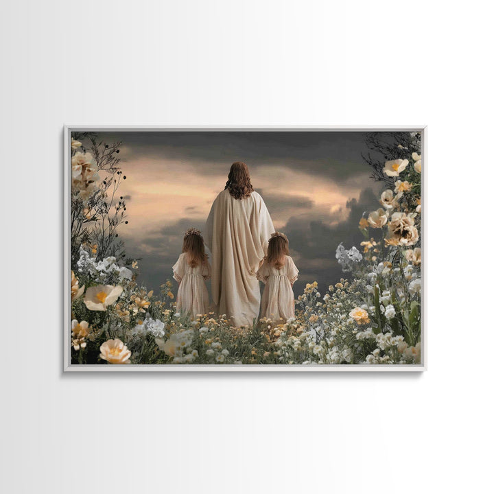Twilight Of Grace | Framed Canvas Print | Christian Art Canvas | Jesus Painting | Moody Christian Art | Christian Wall Art | Christmas Art