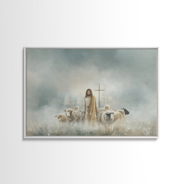 Shepherd Of Mercy – Framed Canvas Print – Christian Wall Art – Jesus Painting – Christian Art Canvas – Large Christian Painting – Christian