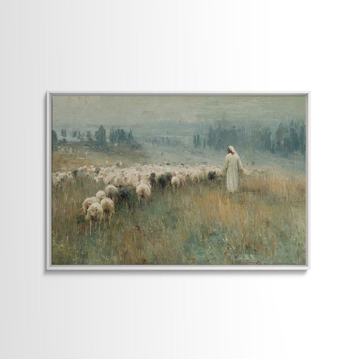 Shepherds Of Dawn – Framed Canvas Print – Christian Wall Art – Jesus Painting – Christian Art Canvas – Christmas Art