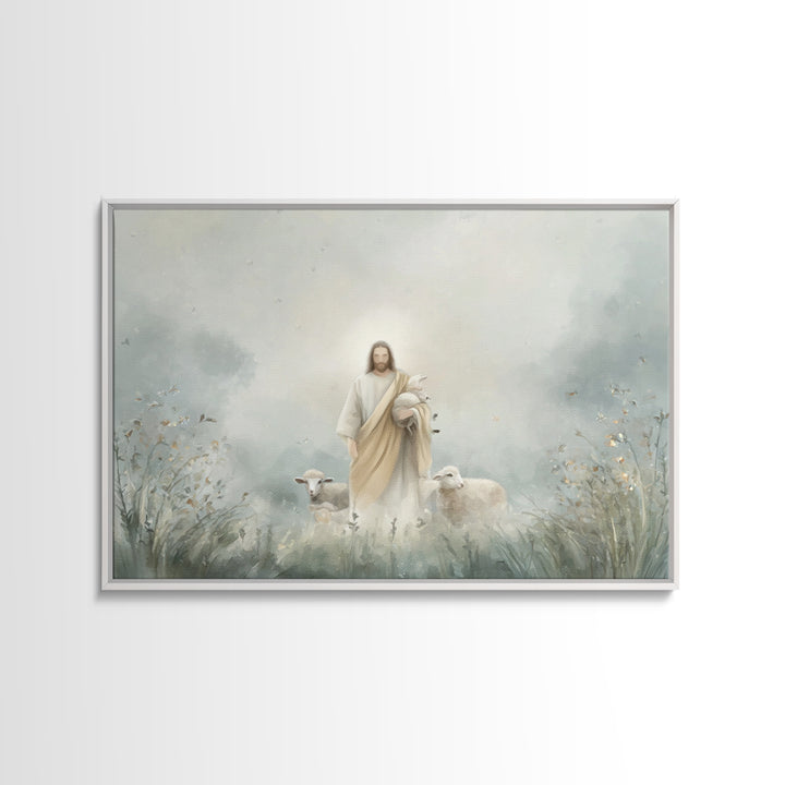 Autumn Shepherd Stillness | Framed Canvas Print | Christian Wall Art | Christian Art Canvas | Jesus Painting | Christmas Art