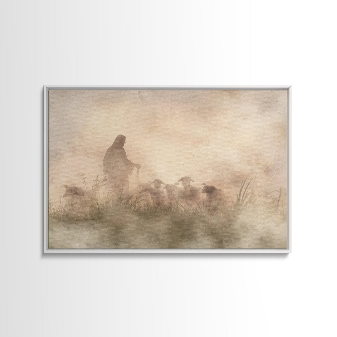Radiant Pasture Grace – Framed Canvas Print – Christian Wall Art – Christian Art Canvas – Jesus Painting – Christmas Art