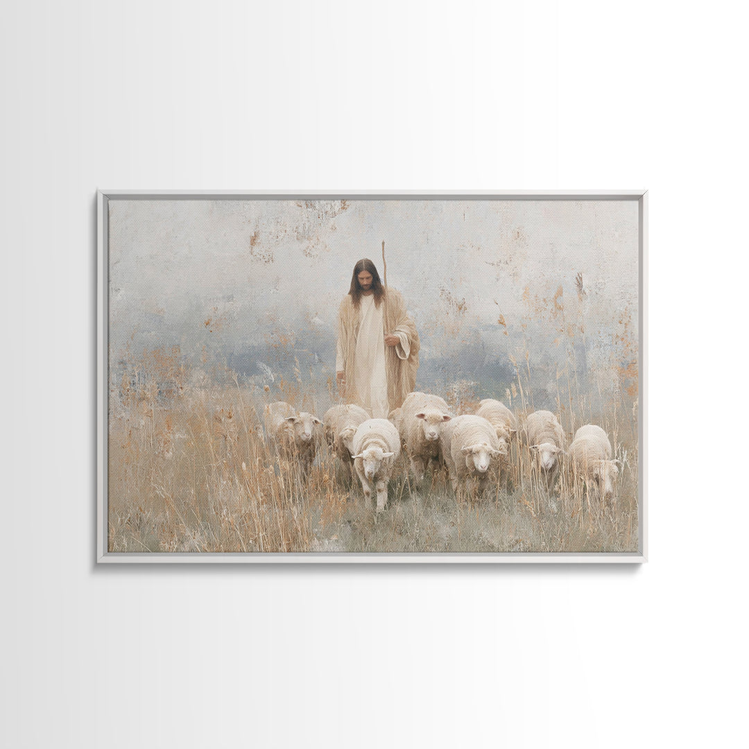 Grace In The Meadow – Framed Canvas Print – Christian Wall Art – Christian Art Canvas – Jesus Painting – Christian Christmas Art