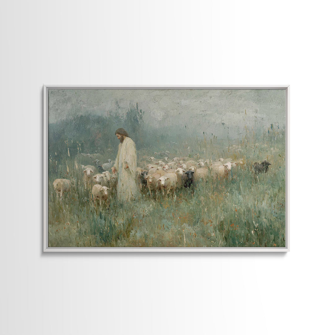 Pasture Of Peace | Framed Canvas Print | Christian Art Canvas | Christian Wall Art | Jesus Painting | Christian Art
