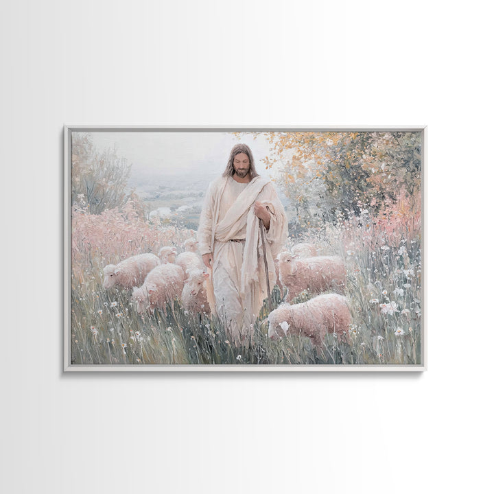 Garden Of His Care – Framed Canvas Print – Christian Art Canvas – Jesus Painting – Christian Wall Art – Christian Art