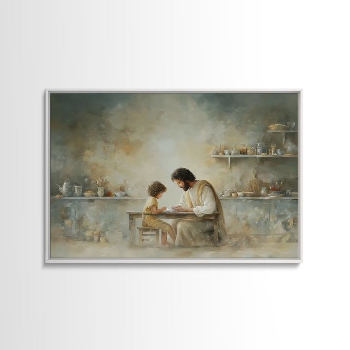 Bread Of Blessing, Framed Canvas Print, Christian Art Canvas, Jesus Painting, Christian Wall Art, Modern Christian Art, Christian Decor
